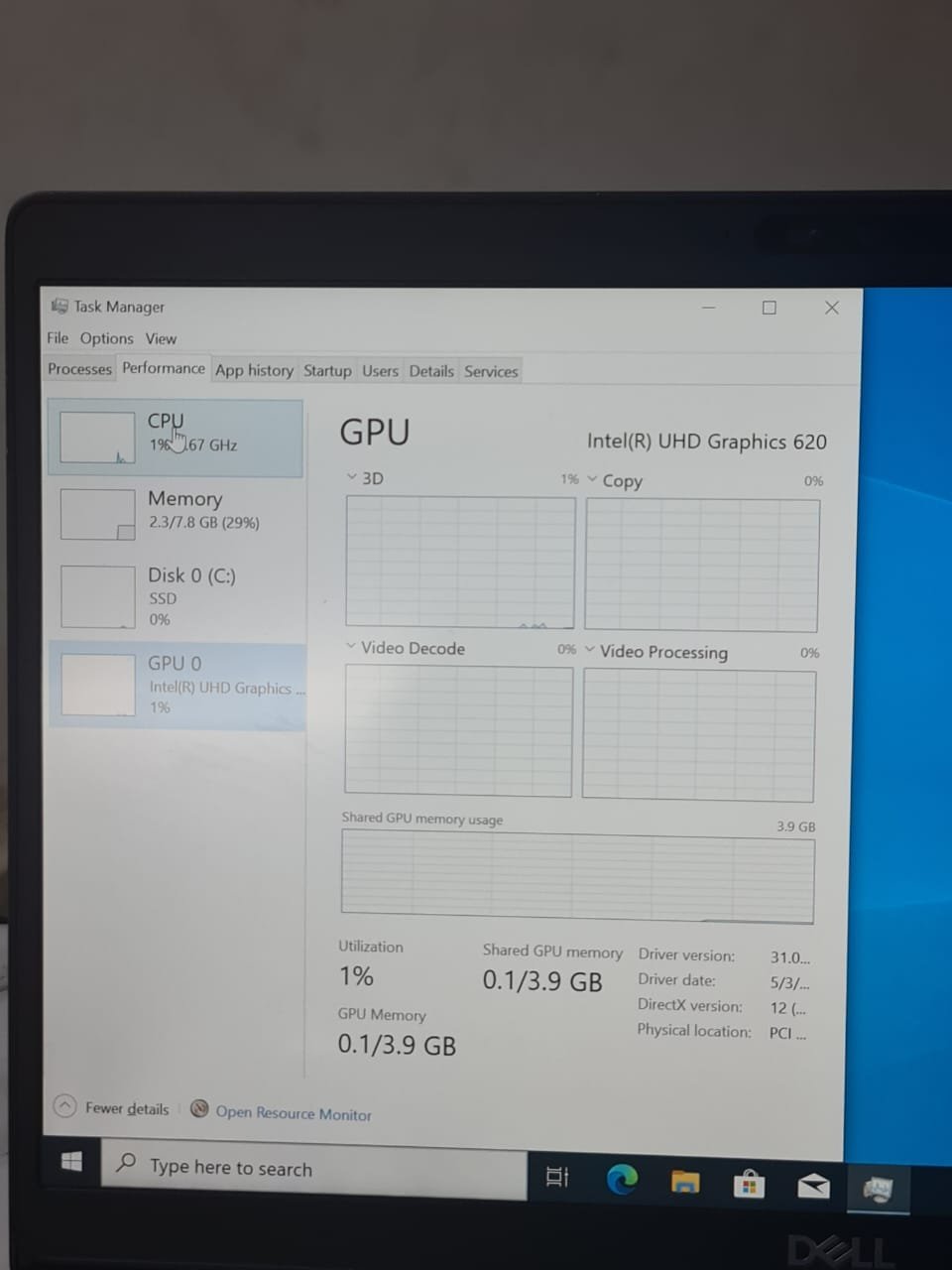 Dell Latitude 5400 Intel Core I5-8365U 8GB Ram 256GB SSD Intel UHD Graphics 620 14″ Inch FHD